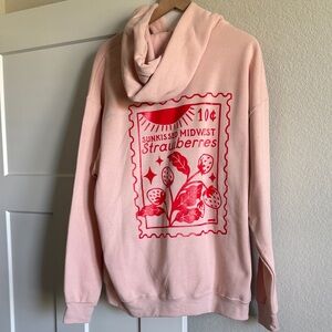 Jerzees Pink Hoodie with Red Strawberry Graphic NWOT